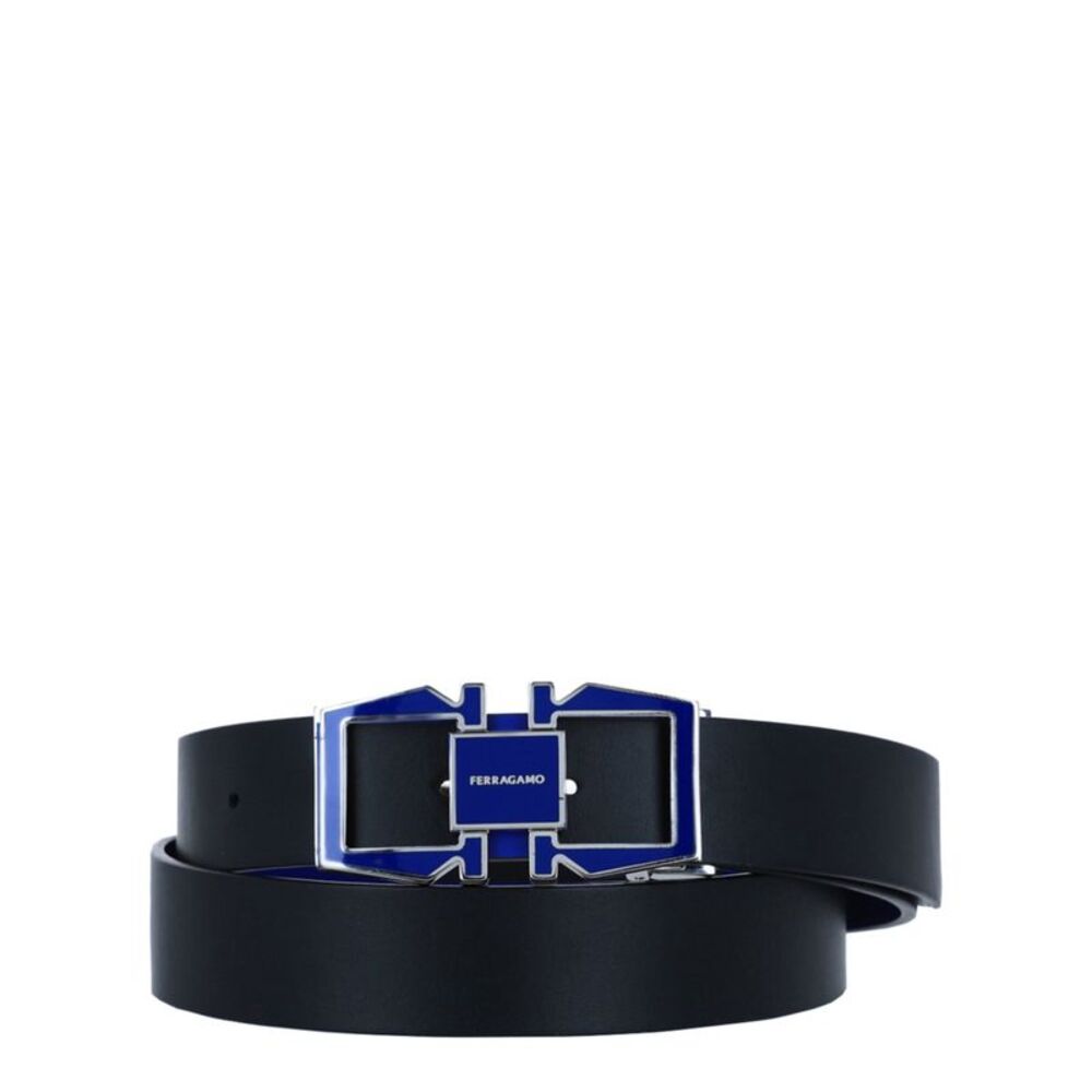 Salvatore Ferragamo Blue Leather Reversible Belt with Signature Buckle - Picture 4 of 4